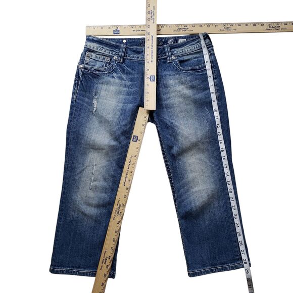 Miss Me Easy Capri Embellished Denim 30 Jeans Womens Rodeo Y2K - Picture 6 of 8